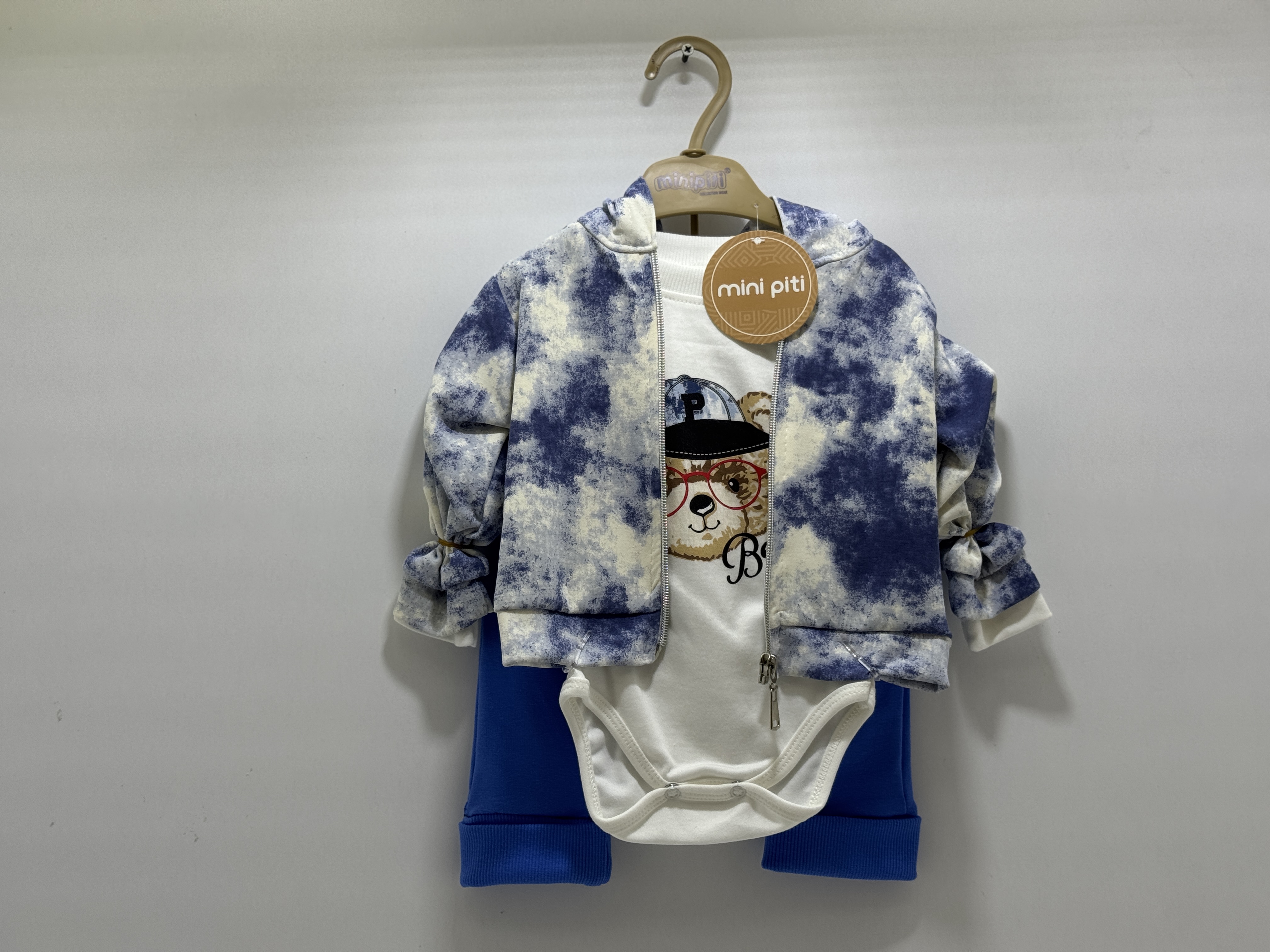 Mini Piti Üçlü Bebek Takım Mavi