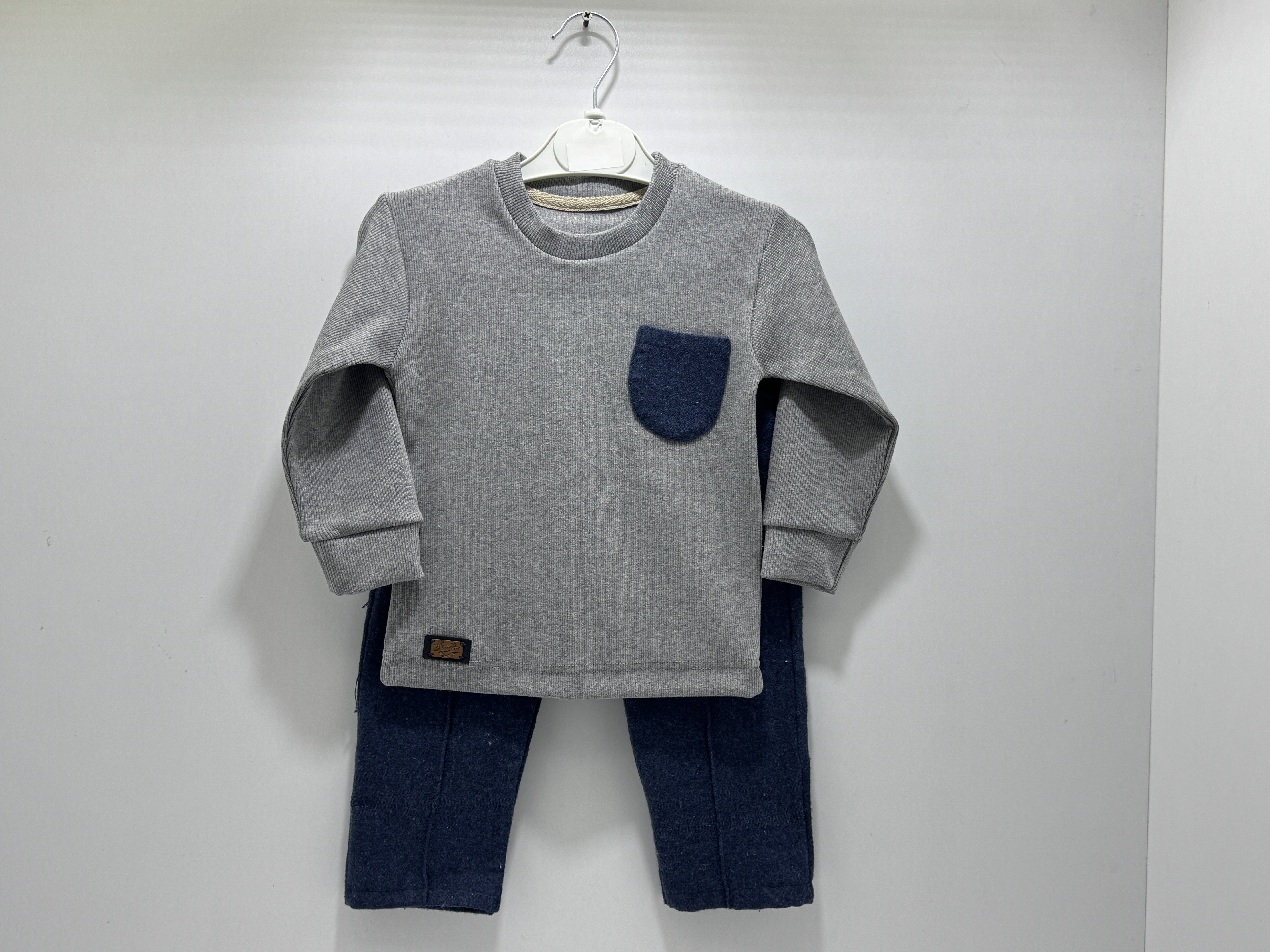 Erkek ikili Takım Gri Melanj